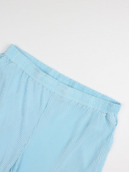 KZZ Solid-Color & Striped Short-Sleeve Two-Piece Set