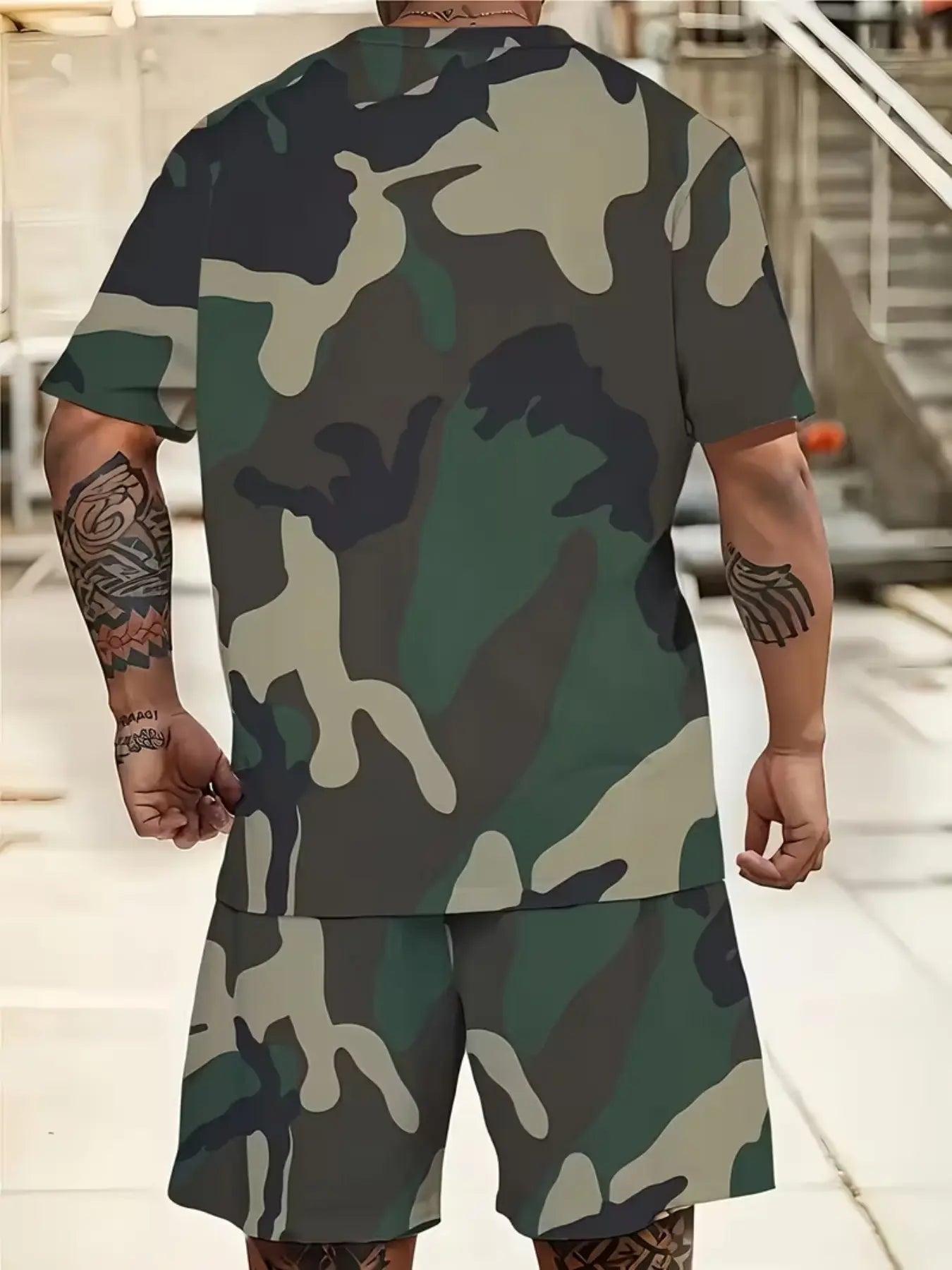 KZZ Men's Summer Casual Camouflage Set
