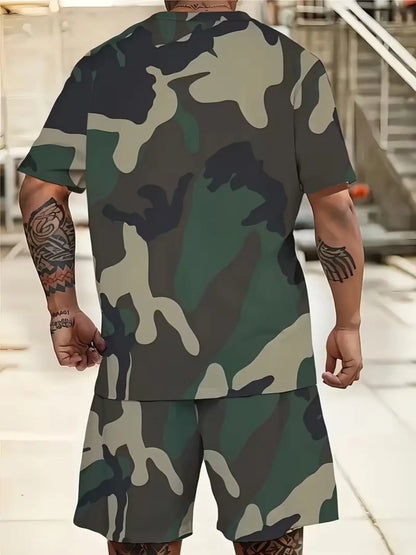 KZZ Men's Summer Casual Camouflage Set