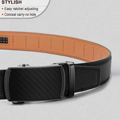 KZZ Mens Belt Leather Ratchet Easy Release Belt Dress and Casual Adjustable Belts
