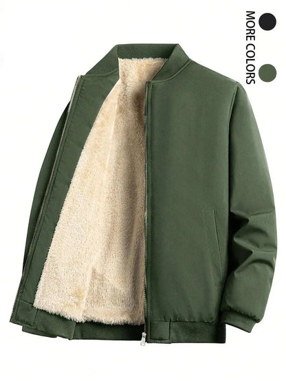KZZ Men's solid color zip-up turtleneck warm coat