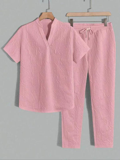 KZZ letter T-shirt and drawstring pants spring and summer casual set