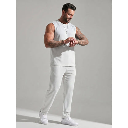 KZZ Men's Ribbed Knit Two-Piece Set
