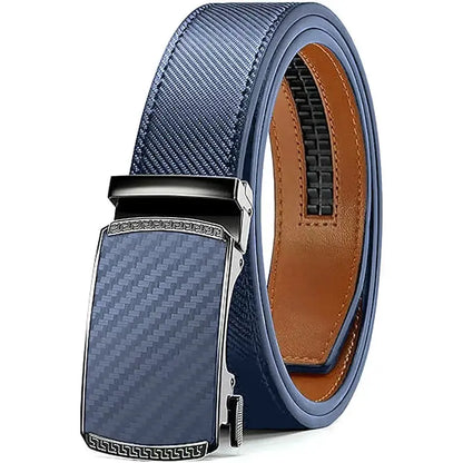 KZZ Mens Belt Leather Ratchet Easy Release Belt Dress and Casual Adjustable Belts