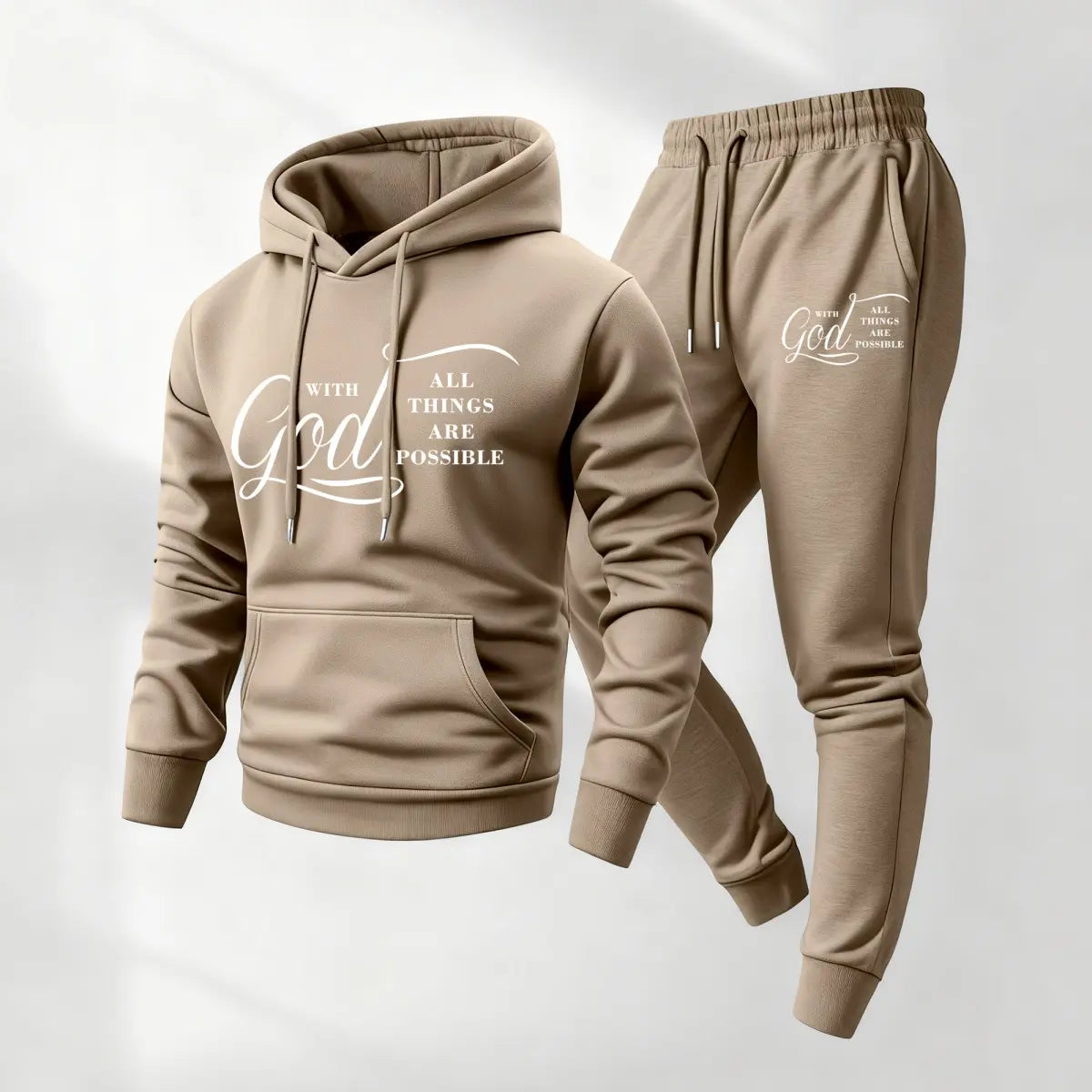KZZ Men's Printed Hoodie and Drawstring Sweatpants Set