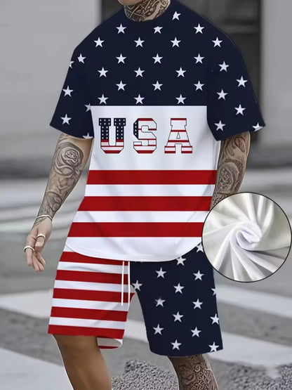KZZ Men's short-sleeved shorts suit T-shirt