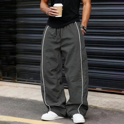 KZZ Men's Casual Striped Print Comfortable Straight-Leg Sweatpants
