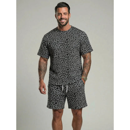 KZZ Men's Leopard Print Two-Piece Set