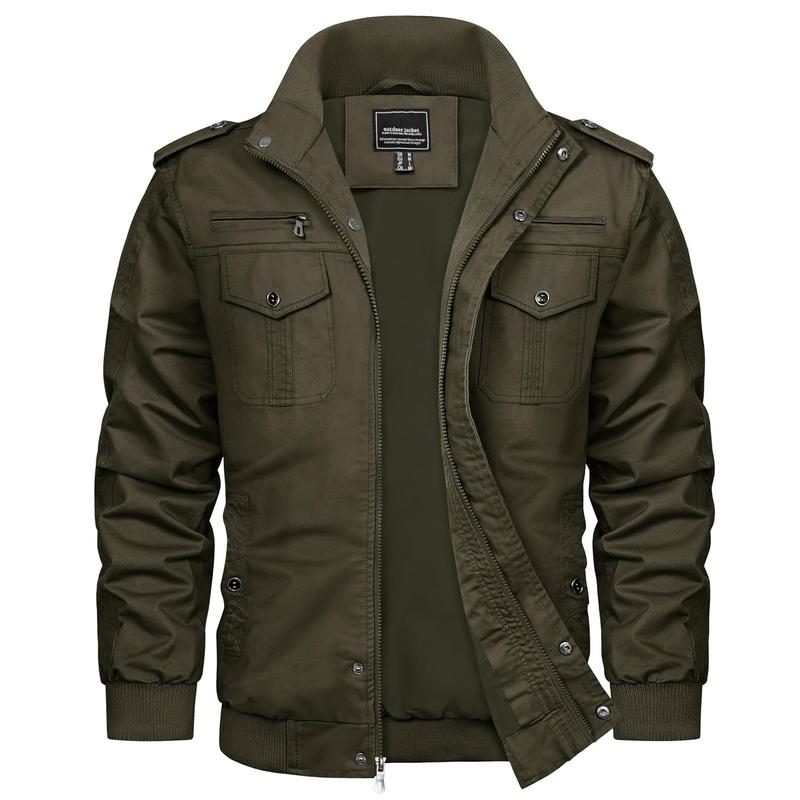 KZZ autumn men's casual windbreaker jacket workwear stand collar bomber jacket