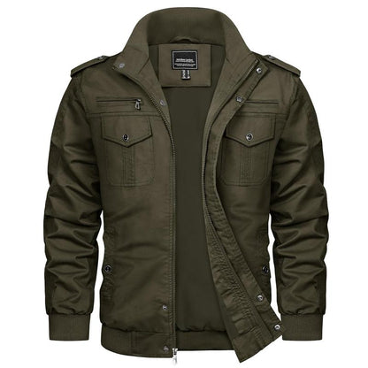 KZZ autumn men's casual windbreaker jacket workwear stand collar bomber jacket