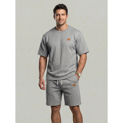 KZZ Men's summer casual fashion round neck short-sleeved short pants set