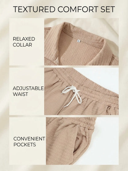 KZZ  Casual and Elegant Short-Sleeve Shirt and Trousers