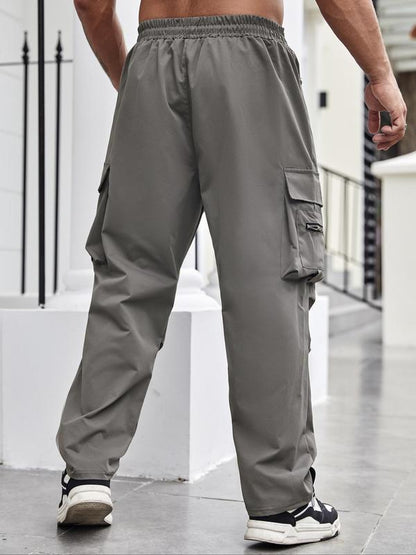KZZ Men's Regular Fit Solid Flap Zipper Pocket Cargo Pants