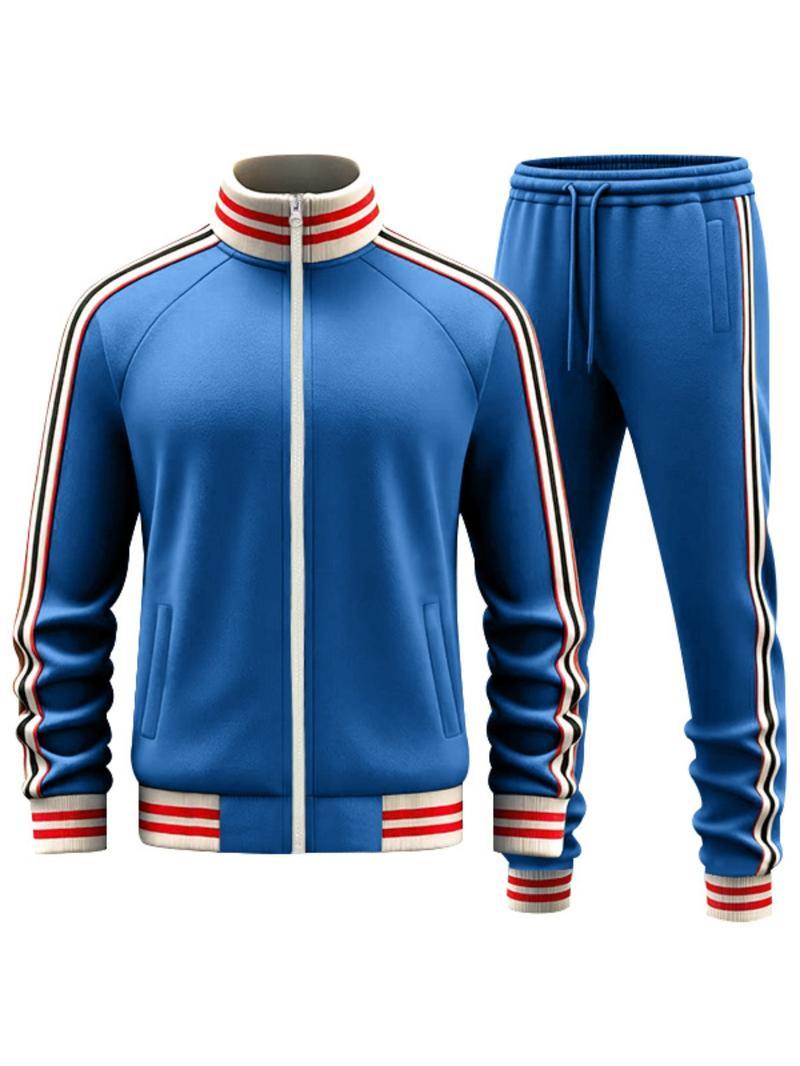 KZZ Men's Fall Fashion Set - Lightweight Loose-Fit Casual Stand Collar Sportswear