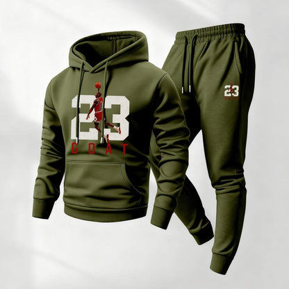 KZZ Men's Goat 23 Pattern Print Hoodie and Drawstring Sweatpants Set