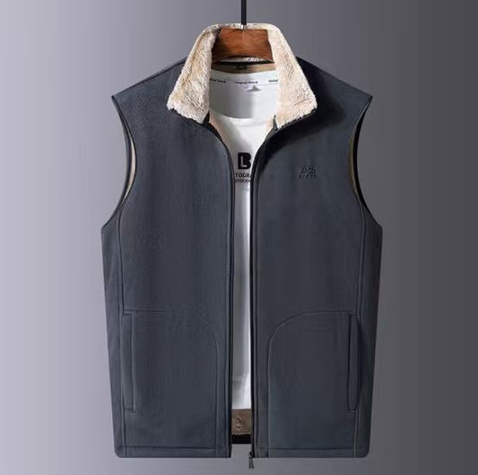 KZZ Men's Winter Outdoor Fleece Vest Sleeveless Jacket Thickly Padded Lined