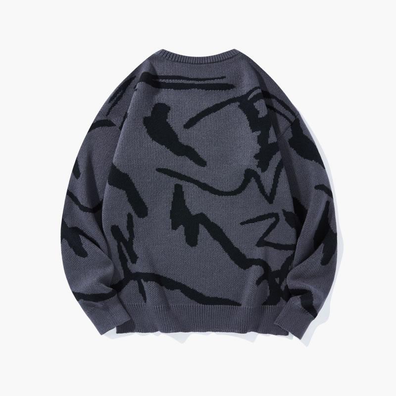 KZZ Men's Knitted Long Sleeve Sweater Crew Neck Graphic Casual Regular Fit Jumper