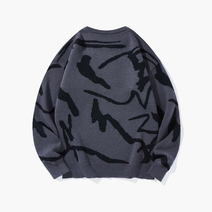 KZZ Men's Knitted Long Sleeve Sweater Crew Neck Graphic Casual Regular Fit Jumper