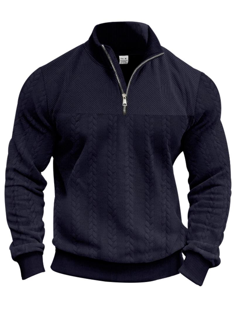 KZZ Men's Solid Zip Up Drop Shoulder Sweatshirt
