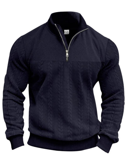 KZZ Men's Solid Zip Up Drop Shoulder Sweatshirt