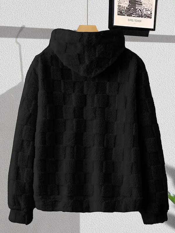 KZZ NewYork Hoodie Men's Letter Embroidery Pocket Textured Flannel Hoodie