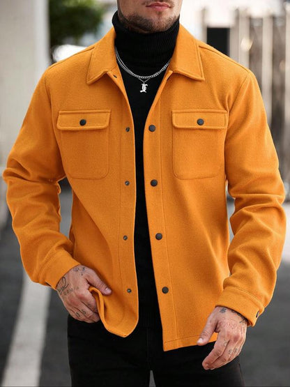 KZZ Men's Simple Woolen Jacket Coat, Fashion Casual Design