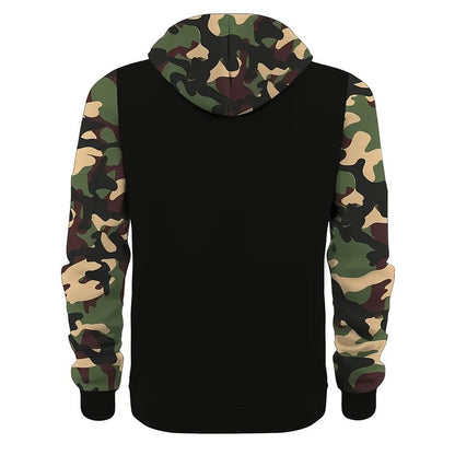 KZZ Stitching Hooded Men's Fashion Camouflage American Vintage Zipper Sweater