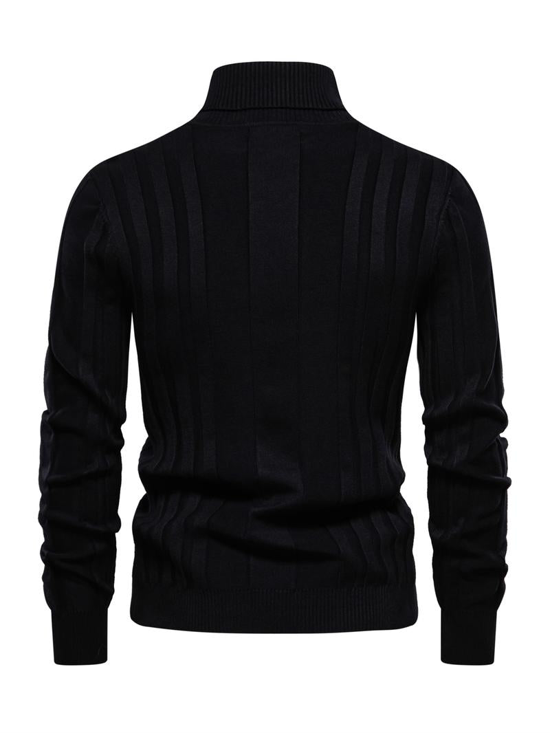 KZZ Men's Solid Turtleneck Sweater,Men's Knitwear for Daily Wear