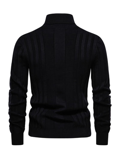 KZZ Men's Solid Turtleneck Sweater,Men's Knitwear for Daily Wear