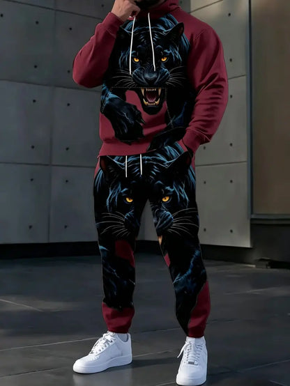 KZZ Men's Casual Hooded Sweatshirt Set