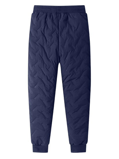 KZZ Men's Warm Fleece-Lined Straight-Leg Jogger Pants with Zipper Pockets