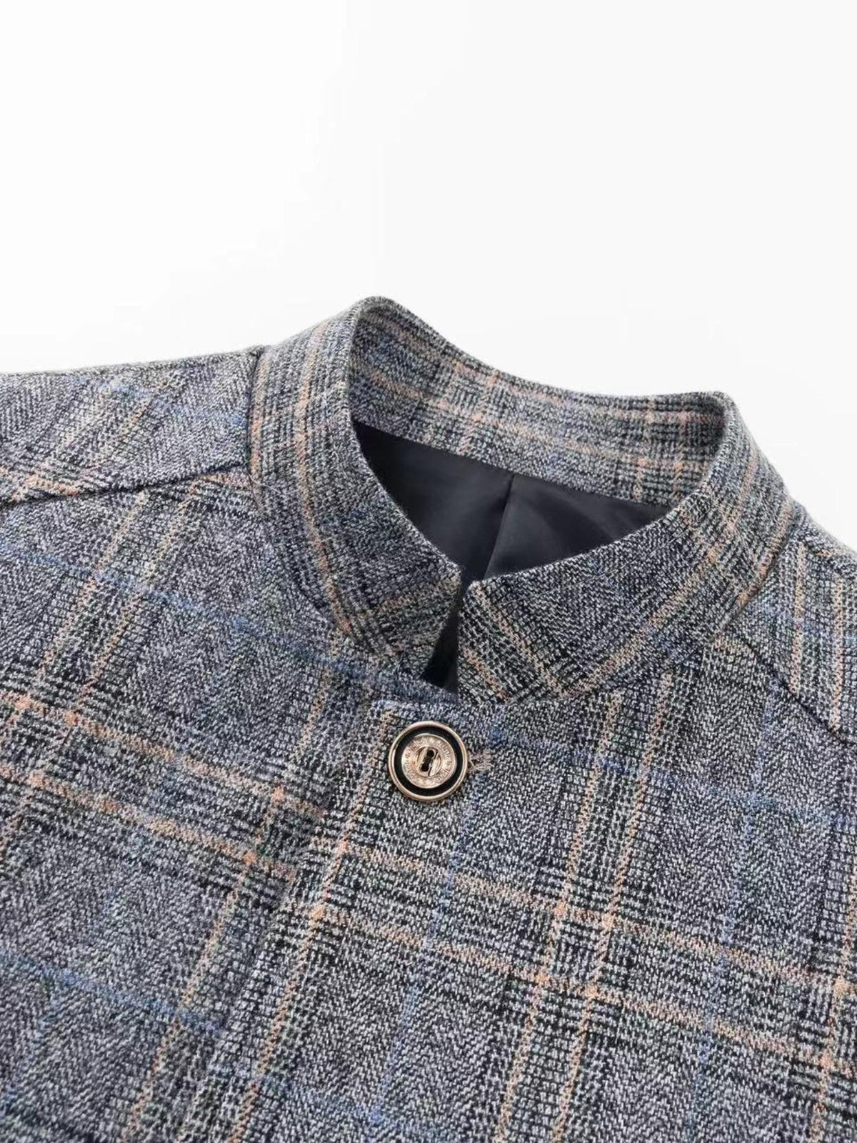 KZZ Men's Plaid Single-Breasted Blazer