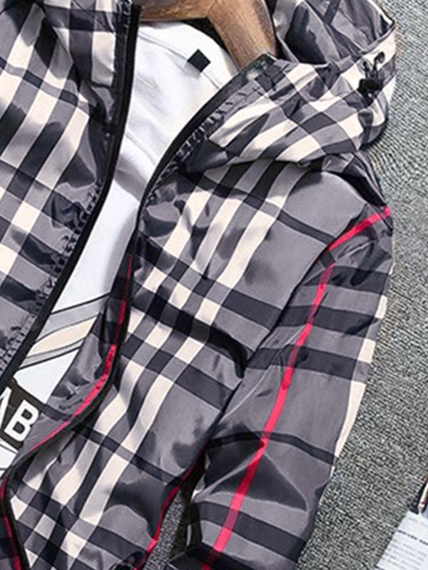 KZZ Men's Lightweight Hooded Jacket, Zip-Up Windbreaker