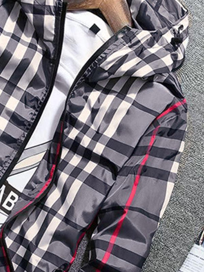 KZZ Men's Lightweight Hooded Jacket, Zip-Up Windbreaker