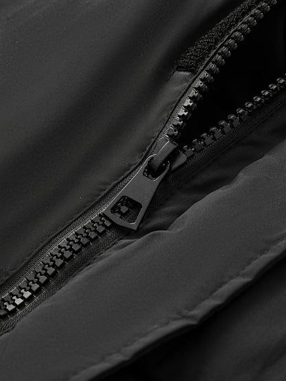 KZZ Men's Solid Color Pocket Zipper Hooded Coat