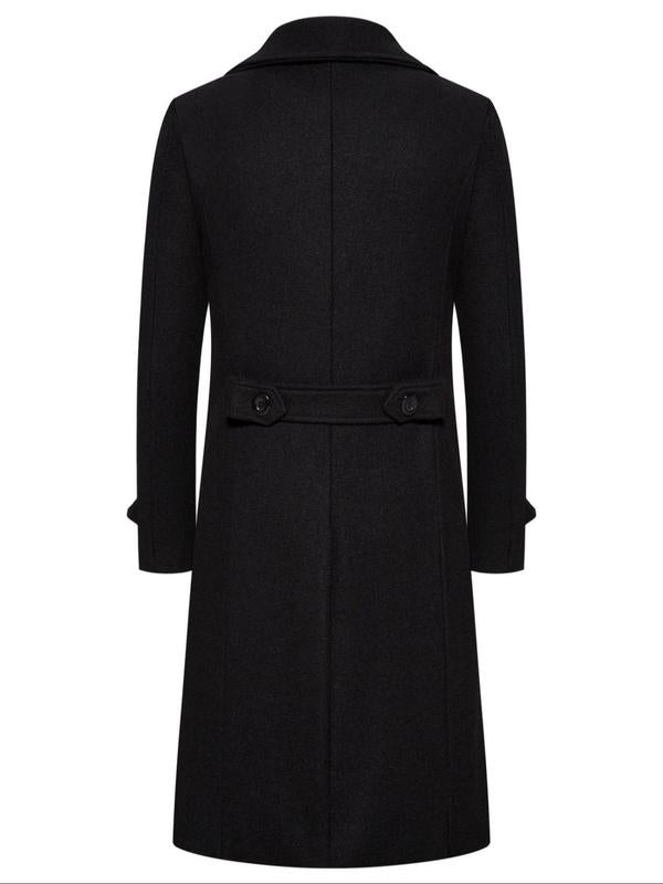 KZZ Men's Solid Color Trench Coat Double Button Windproof Jacket