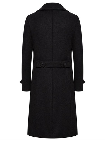 KZZ Men's Solid Color Trench Coat Double Button Windproof Jacket