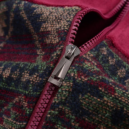 KZZ Men's Ethnic Pattern Full Zip Cardigan Sweatshirt, Stand Collar Casual Jacket