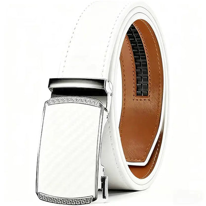 KZZ Mens Belt Leather Ratchet Easy Release Belt Dress and Casual Adjustable Belts