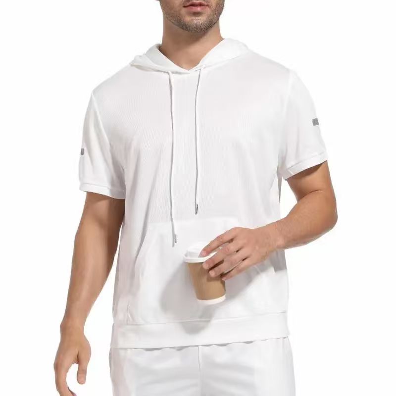 KZZ Men's solid color drawstring pocket hoodie
