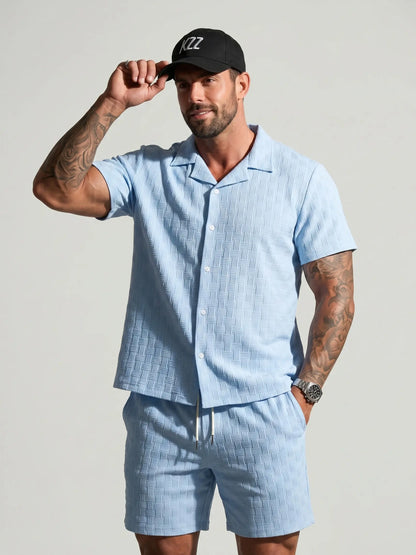 KZZ Men's Textured Two-Piece Set