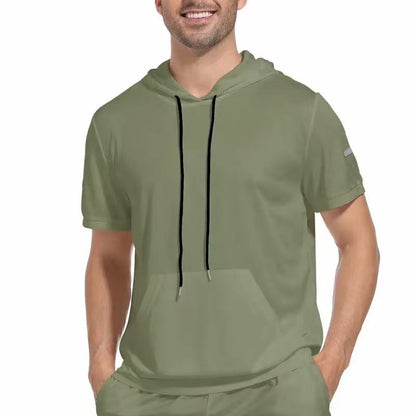 KZZ Men's solid color drawstring pocket hoodie