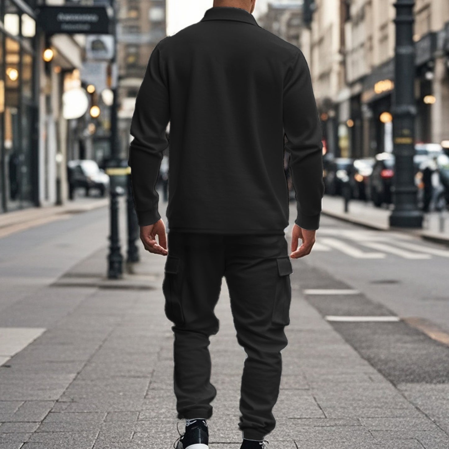 KZZ Men's Fleece Lined Workwear Set Loose Fit Warm Two-Piece