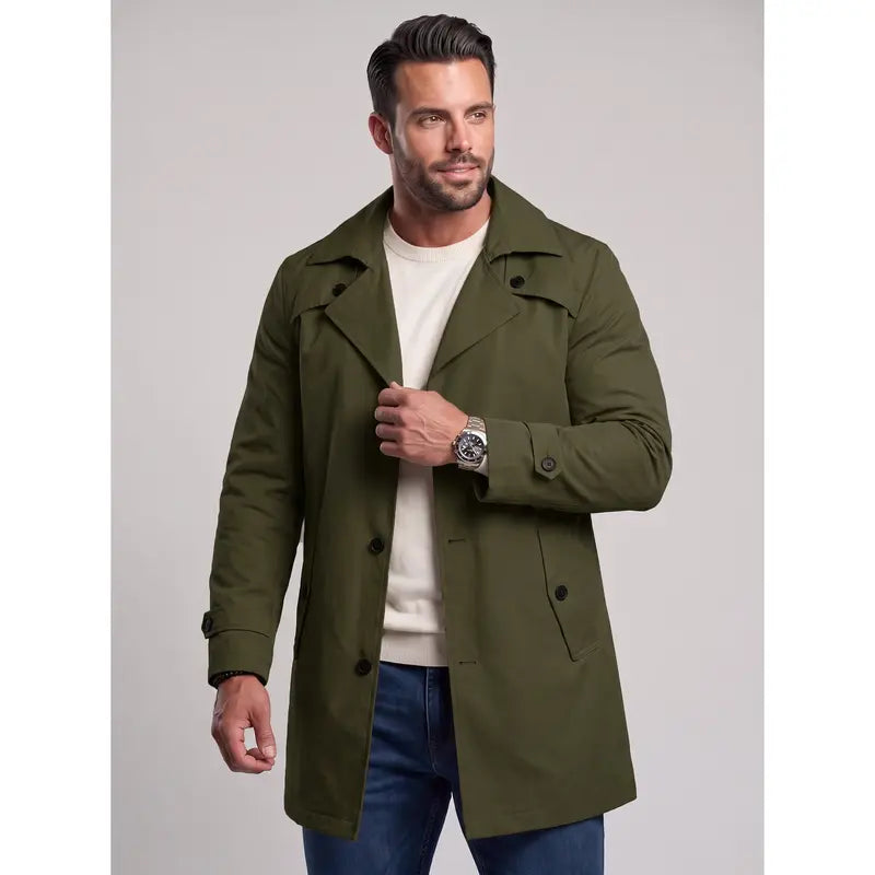 KZZ Men’s Classic Lapel Trench Coat