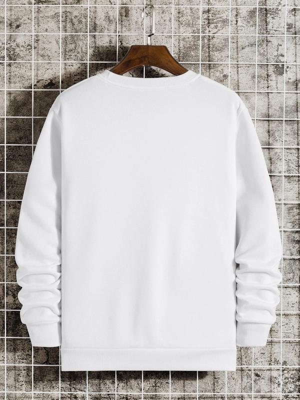KZZ Men's Solid Color & Letter Print Drop Shoulder Sweatshirt