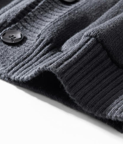 KZZ Men's Sweater: Simple, stylish, versatile, street-style button-up hooded cardigan with long sleeves.