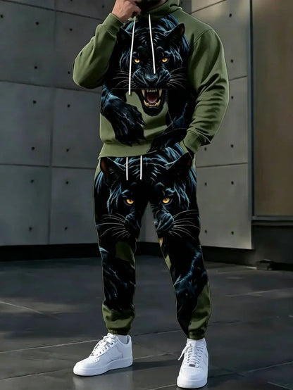 KZZ Men's Casual Hooded Sweatshirt Set