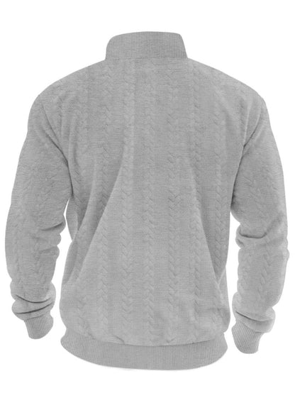 KZZ Men's Solid Zip Up Drop Shoulder Sweatshirt
