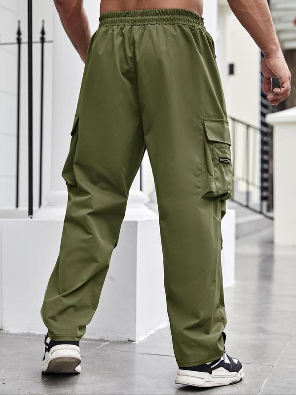 KZZ Men's Regular Fit Solid Flap Zipper Pocket Cargo Pants