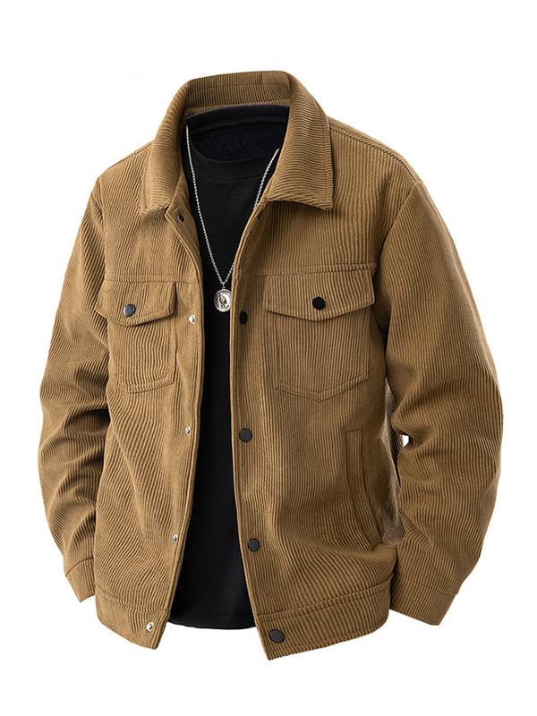 KZZ Men's Corduroy Jacket - Autumn/Winter Warm Collar Casual Coat